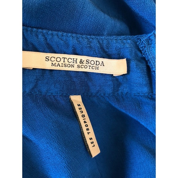 Scotch & Soda Blue Long Sleeve Knot Front Blouse Top Size Large Office - Picture 3 of 16